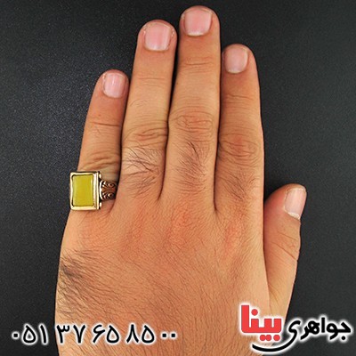 انگشتر عقیق زرد مردانه مدل فرهنگ _کد:9609