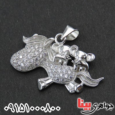 گردنبند نقره میکروستینگ نگین سوارسکی رودیوم لوکس مدل اسب فانتزی گردنبند نقره میکروستینگ نگین سوارسکی رودیوم لوکس مدل اسب فانتزی