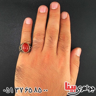 انگشتر عقیق قرمز مردانه محمد رسول الله _کد:9612