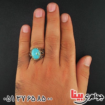 انگشتر فیروزه تایلندی مردانه محمد رسول الله _کد:9616