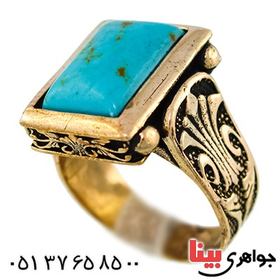 انگشتر فیروزه تایلندی مردانه مدل فرهنگ _کد:9621