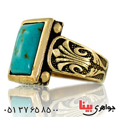 انگشتر فیروزه تایلندی مردانه مدل فرهنگ _کد:9621