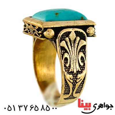 انگشتر فیروزه تایلندی مردانه مدل فرهنگ _کد:9621