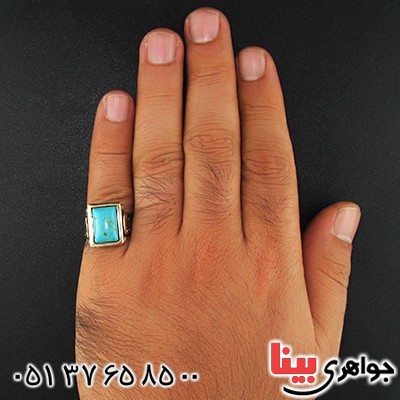 انگشتر فیروزه تایلندی مردانه مدل فرهنگ _کد:9621