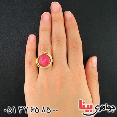 انگشتر سنگ ماه (مون استون) زنانه swatch سوئیسی طلایی سایز54 _کد:9625