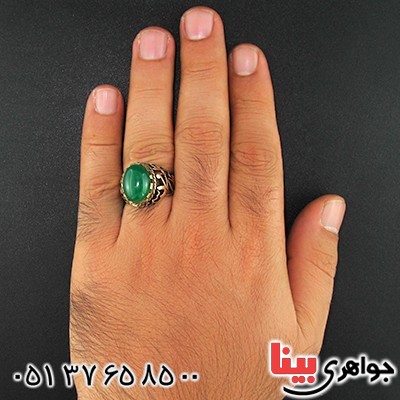انگشتر عقیق سبز مردانه محمد رسول الله _کد:9627