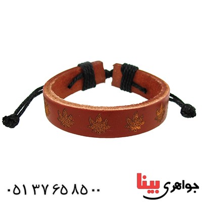 دستبند چرم اصل کانادایی مردانه طرح برگ خزان _کد:9633