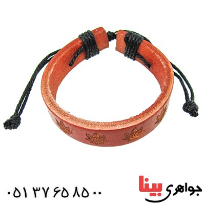 دستبند چرم اصل کانادایی مردانه طرح برگ خزان _کد:9633