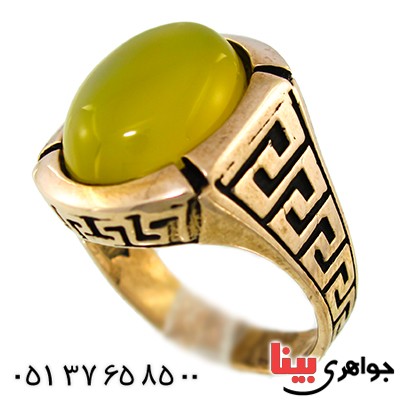 انگشتر عقیق زرد مردانه مدل ورساچی _کد:9634