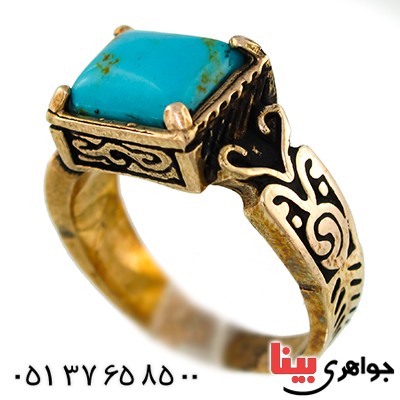 انگشتر فیروزه تایلندی مردانه مدل فرهنگ _کد:9640