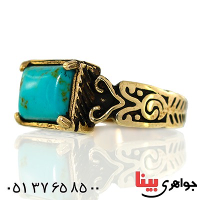 انگشتر فیروزه تایلندی مردانه مدل فرهنگ _کد:9640