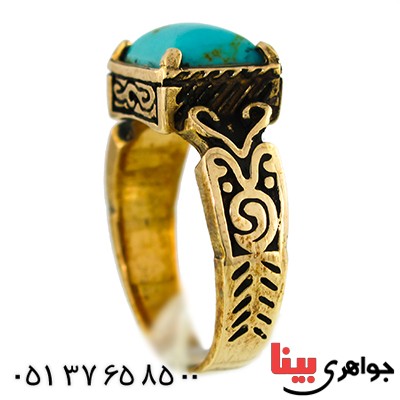 انگشتر فیروزه تایلندی مردانه مدل فرهنگ _کد:9640
