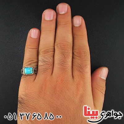 انگشتر فیروزه تایلندی مردانه مدل فرهنگ _کد:9640