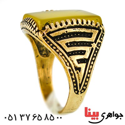 انگشتر عقیق زرد مردانه مدل ورساچی _کد:9643