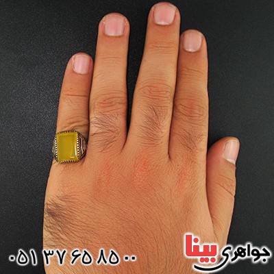 انگشتر عقیق زرد مردانه مدل ورساچی _کد:9643