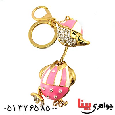 متفرقه آویز کیف پر نگین مدل اردک  صورتی فانتزی متحرک _کد:9644