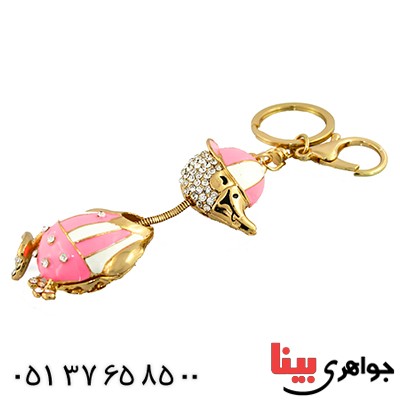 متفرقه آویز کیف پر نگین مدل اردک  صورتی فانتزی متحرک _کد:9644