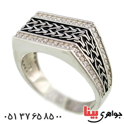 انگشتر نقره مردانه ایتالیایی نگین دار مدل کلاسیک رادیوم لوکس _کد:9646
