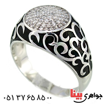 انگشتر نقره ایتالیایی میکروستینگ مدل افشان لوکس _کد:9649