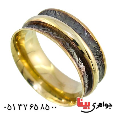 انگشتر نقره ایتالیایی حلقه ازدواج طلایی رینگی متحرک رودیوم لوکس _کد:9650