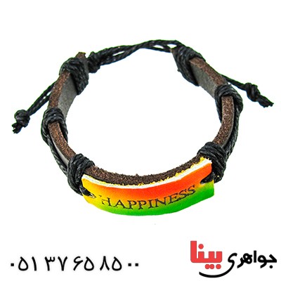دستبند چرم اصل کانادایی مردانه مدل HAPPINESS _کد:9665