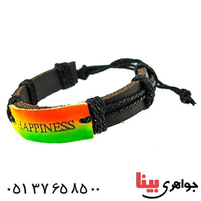 دستبند چرم اصل کانادایی مردانه مدل HAPPINESS _کد:9665