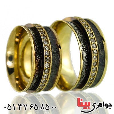 انگشتر نقره ست حلقه ازدواج ایتالیایی طلایی نگین دار رادیوم لوکس _کد:9648 _کد:9694