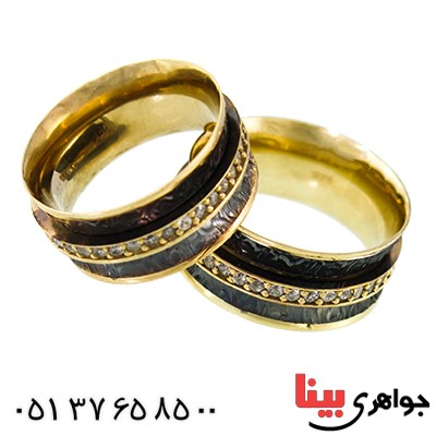 انگشتر نقره ست حلقه ازدواج ایتالیایی طلایی نگین دار رادیوم لوکس _کد:9648 _کد:9694