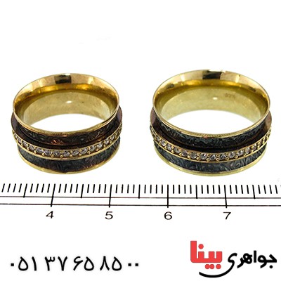 انگشتر نقره ست حلقه ازدواج ایتالیایی طلایی نگین دار رادیوم لوکس _کد:9648 _کد:9694