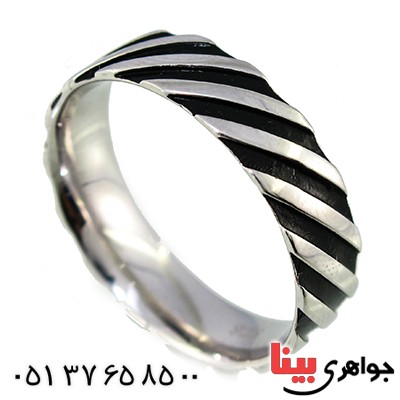 انگشتر نقره ایتالیایی حلقه رینگی مورب رودیوم لوکس _کد:9707