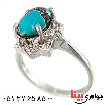 انگشتر فیروزه نیشابوری زنانه با نقش پرنده _کد:9710