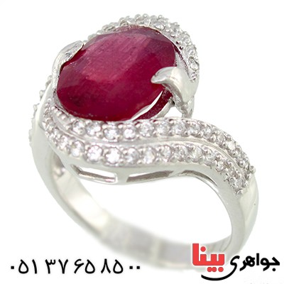 انگشتر یاقوت سرخ زلال و درشت زنانه رادیوم لوکس مدل مهسیما _کد:9713