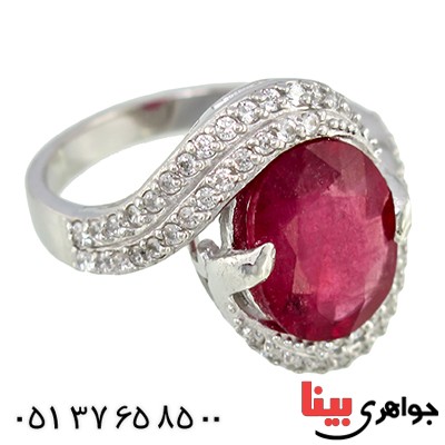 انگشتر یاقوت سرخ زلال و درشت زنانه رادیوم لوکس مدل مهسیما _کد:9713