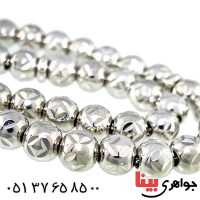 تسبیح نقره 33 دانه ای ایتالیایی تراش دار نادر _کد:1364