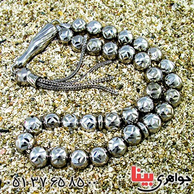 تسبیح نقره 33 دانه ای ایتالیایی تراش دار نادر _کد:1364