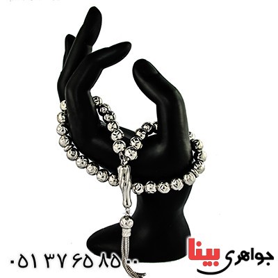 تسبیح نقره 33 دانه ای ایتالیایی تراش دار نادر _کد:1364