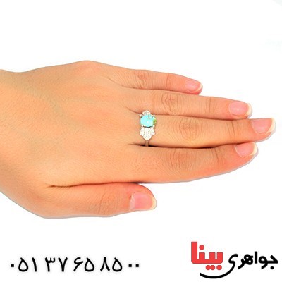 انگشتر فیروزه نیشابوری زنانه مدل پاپیون _کد:9715