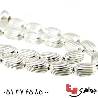 تسبیح نقره ۳۳ دانه ای ایتالیایی تراش دار بیضی _کد:1366