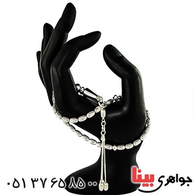 تسبیح نقره ۳۳ دانه ای ایتالیایی تراش دار بیضی _کد:1366