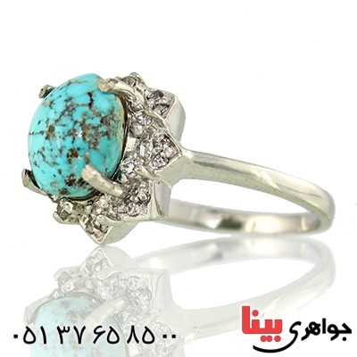 انگشتر فیروزه نیشابوری شجری زنانه مدل خاتون _کد:9728
