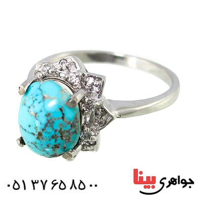انگشتر فیروزه نیشابوری شجری زنانه مدل خاتون _کد:9728