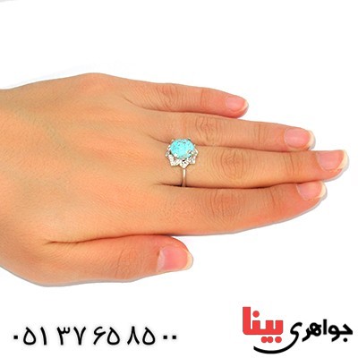 انگشتر فیروزه نیشابوری شجری زنانه مدل خاتون _کد:9728