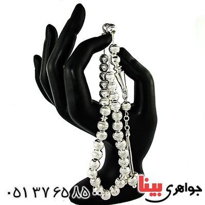 تسبیح نقره 33 دانه ای ایتالیایی تراش دار نفیس _کد:1365