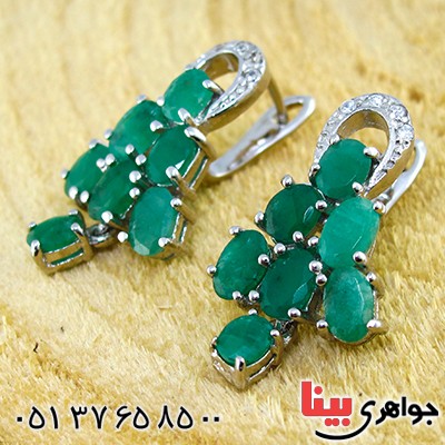 گوشواره زمرد زنانه درشت مجلسی باشکوه _کد:9731