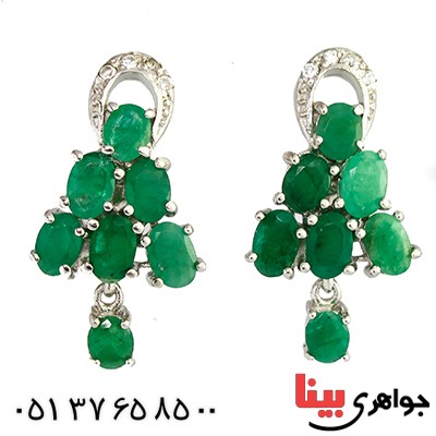 گوشواره زمرد زنانه درشت مجلسی باشکوه _کد:9731
