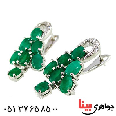 گوشواره زمرد زنانه درشت مجلسی باشکوه _کد:9731