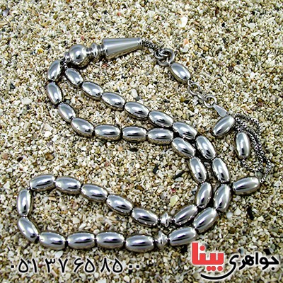تسبیح نقره ۳۳ دانه ای ایتالیایی بیضی آنتیک _کد:1367
