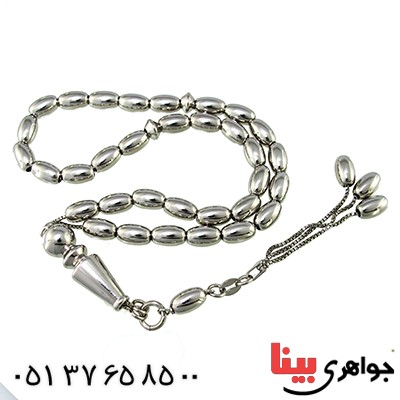 تسبیح نقره ۳۳ دانه ای ایتالیایی بیضی آنتیک _کد:1367