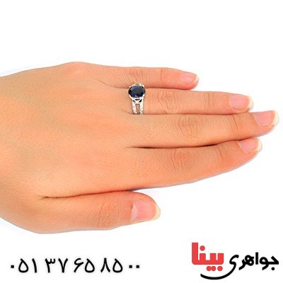انگشتر یاقوت کبود زنانه مدل ماندانا _کد:9735