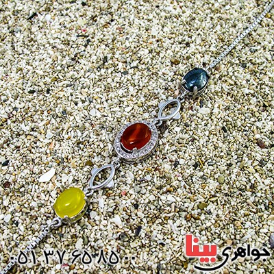 دستبند چند جواهر عقیق و حدید زنانه مدل گلسا _کد:9737